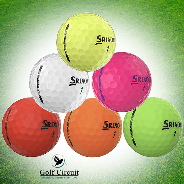 Srixon Golf Balls showing 6 colors against grass