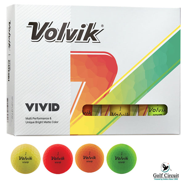 Volvik Vivid color golf balls packaging with 4 colored golf balls