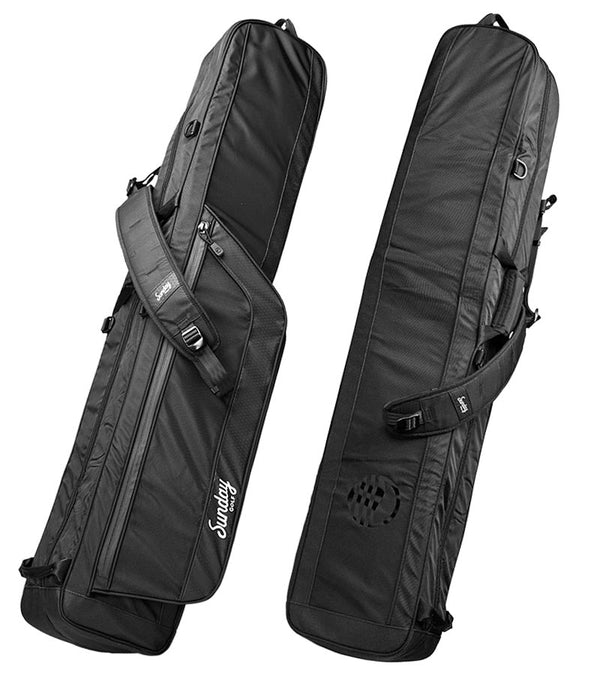 Sunday Golf The Mule Golf Travel Bag in black with two view: front/right side and back/left side