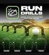 Back2Basics Putting Mat diagram showing Run Drills with different gate sizes