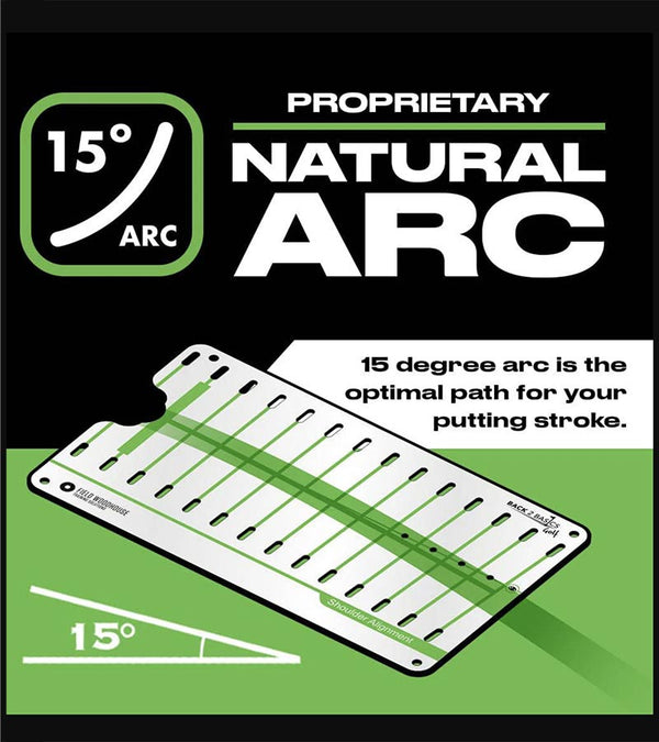 Back2Basics Pro Path Putting Mirror- showing  natural arc with diagram