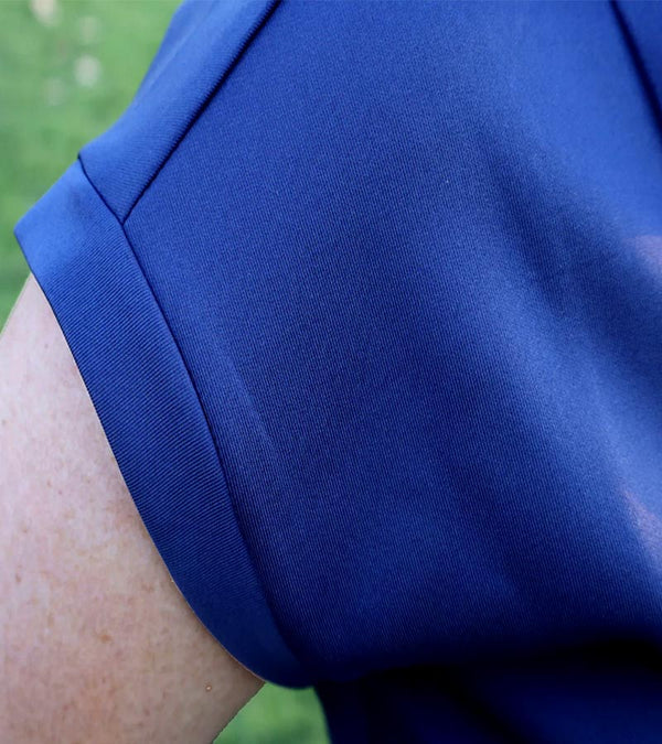 Birdie & Ace Lily Womens Golf Polo in Navy-close up detail of cap sleeve