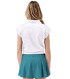 Birdie & Ace Lily Womens Golf Polo in White- partial model back view