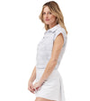 Birdie & Ace Lily Womens Golf Polo in White Camo - partial model 3quarter view