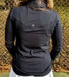 Birdie & Ace Sunrise Womens Golf Quarter Zip Long Sleeve  in Black-partial model back view