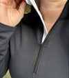 Birdie & Ace Sunrise Womens Golf Quarter Zip Long Sleeve  in Black-close up zipper detail