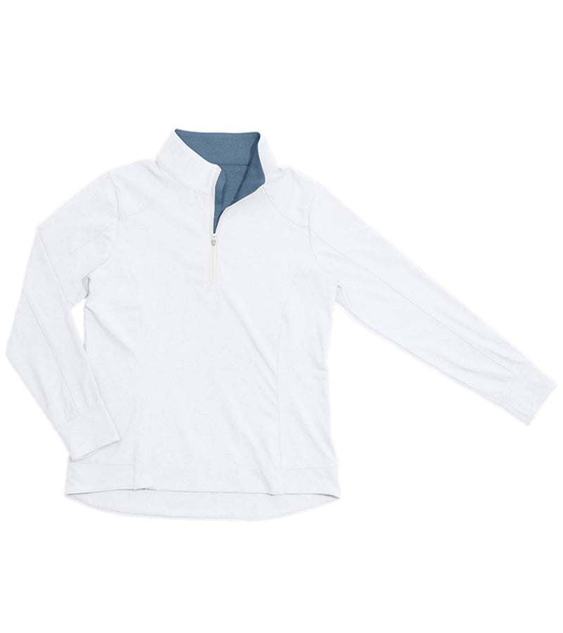 Birdie & Ace Sunrise Womens Golf Quarter Zip Long Sleeve  in White-blue contrast inner color