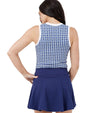 Birdie & Ace V-Top Sleeveless Womens Golf Polo in Navy Birdiestooth - partial model back