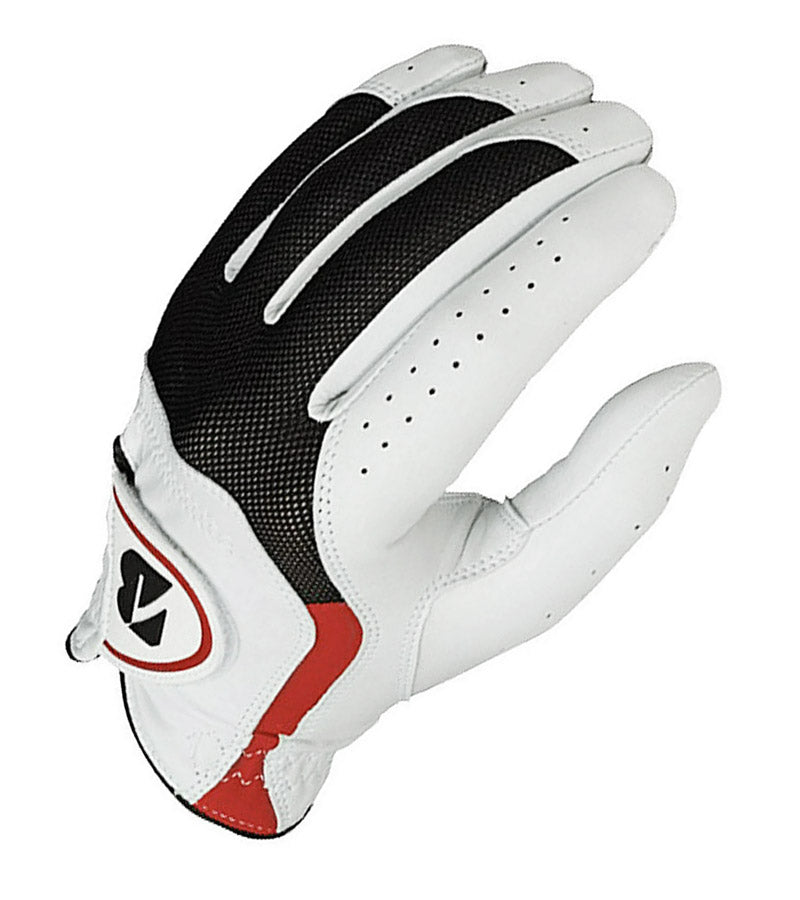 Bridgestone E Golf Glove - left hand regular white with black mesh and red accent details