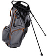 Bridgestone Premium Stand Golf Bag legs extended with top club divider in Heather Gray with black and orange detailing 