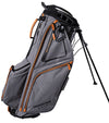 Bridgestone Premium Stand Golf Bag legs extended side 1 in Heather Gray with black and orange detailing 