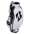 Bridgestone Golf Staff Bag in white with black accent / details side 12 with Bridgeston's single letter logo