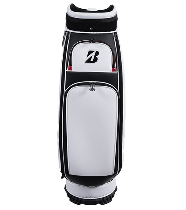 Bridgestone Golf Staff Bag in white with black accent / details front view