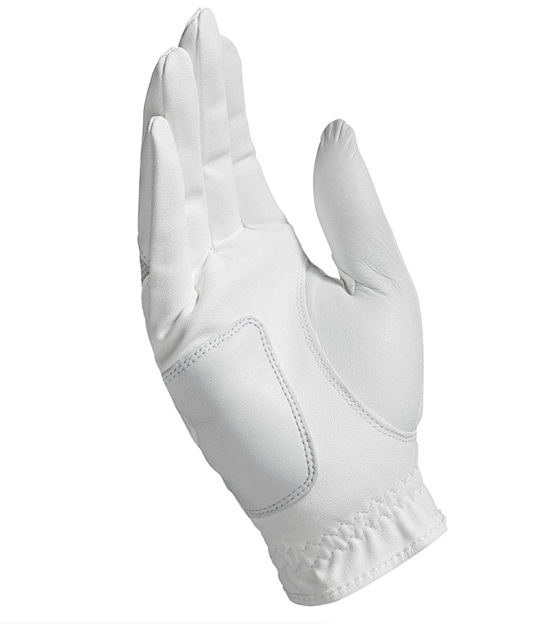 Bridgestone Womens Golf Lady Glove  palm view in white with grey mesh - right hand regular