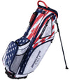 Bridgestone Liberty Collection Golf Stand Bag legs extended in the Old Glory patriotic design with red, white and navy stripes & stars