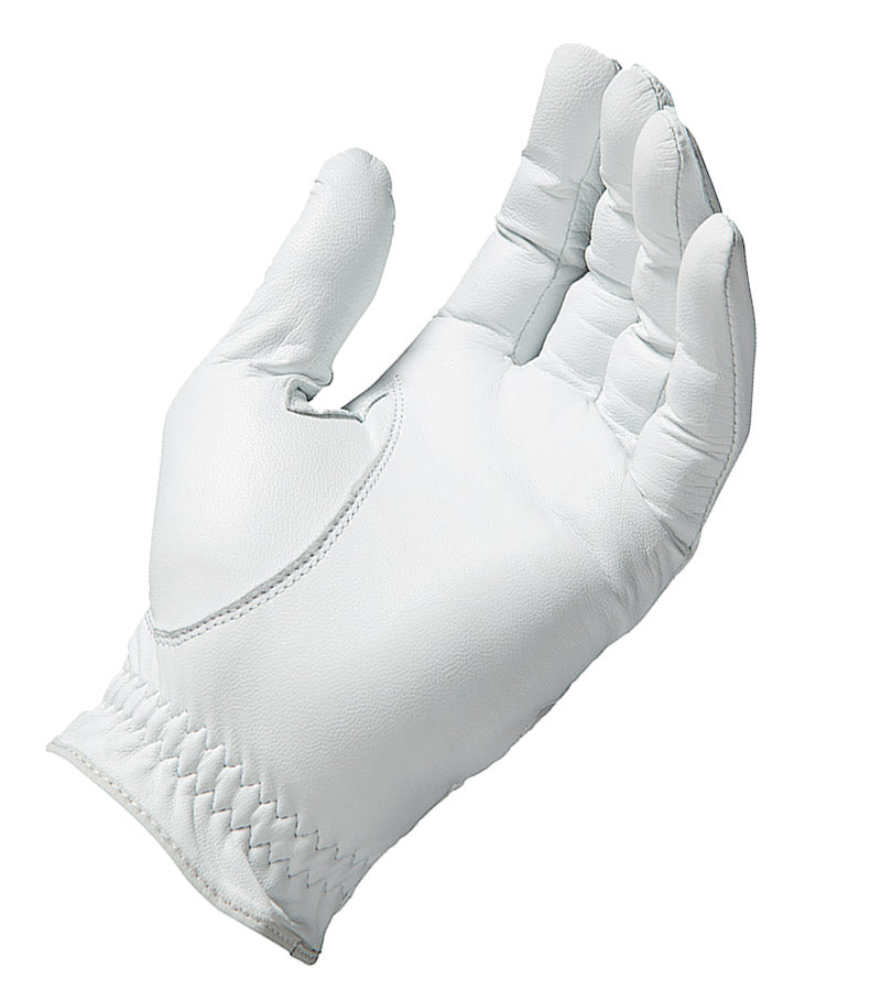 Bridgestone Men's Golf Tour Premium Golf Glove - Regular in white for left hand -  palm view