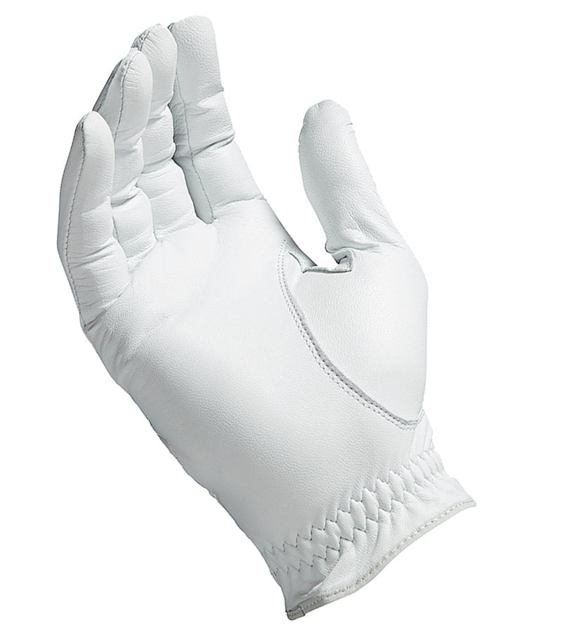 Bridgestone Men's Golf Tour Premium Golf Glove - Regular in white for right hand -  palm view