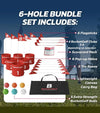 BucketGolf Bundle 6 Hole Set golf game  poster showing all components