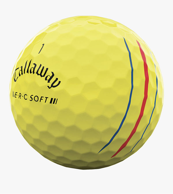 Callaway 2023 ERC Soft Yellow Golf Ball showing logo and alignment lines