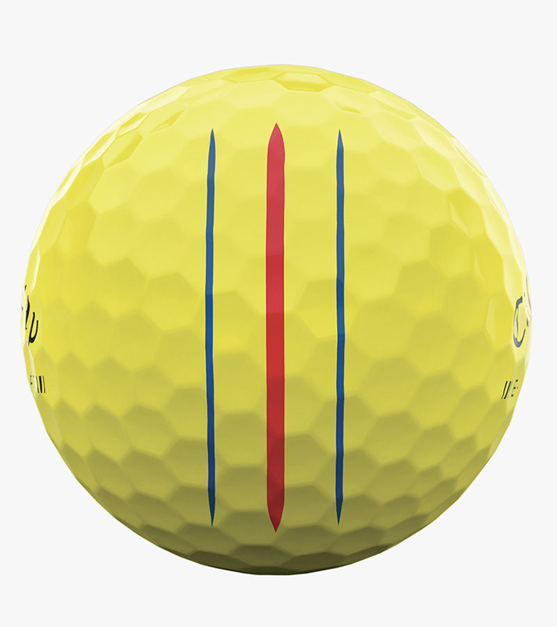 Callaway 2023 ERC Soft Yellow Golf Ball showing 3 alignment lines