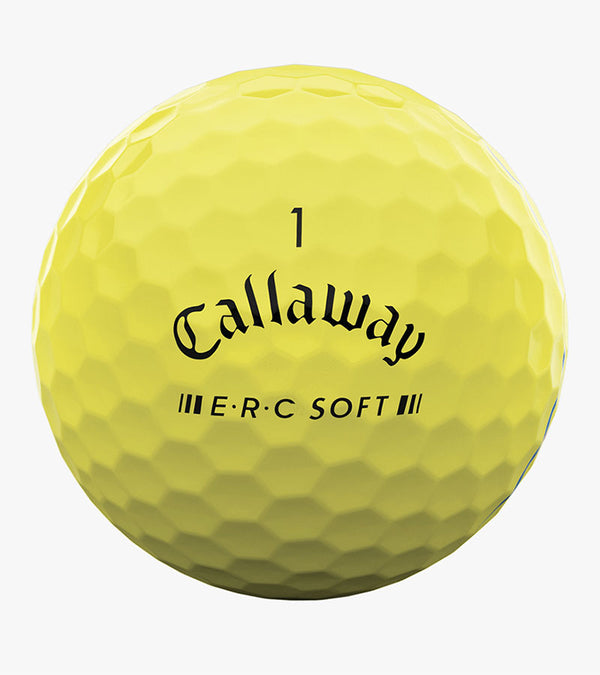 Callaway 2023 ERC Soft Yellow Golf Ball showing logo 