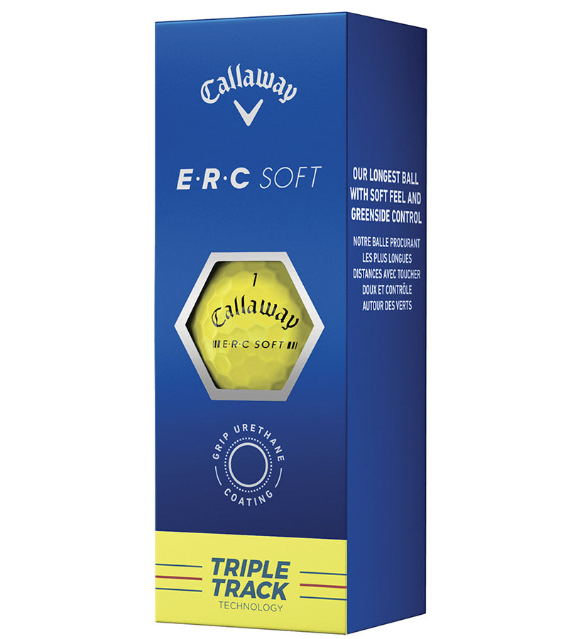 Callaway 2023 ERC Soft Yellow Golf Ball  packaging for 4 balls