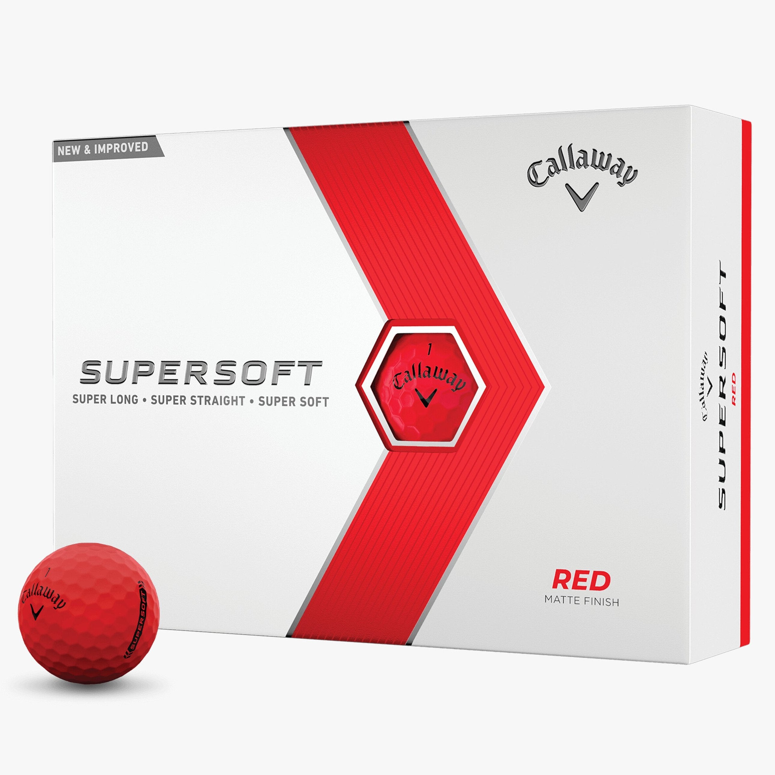 Callaway SuperSoft Golf Balls Matte Red Dozen Box