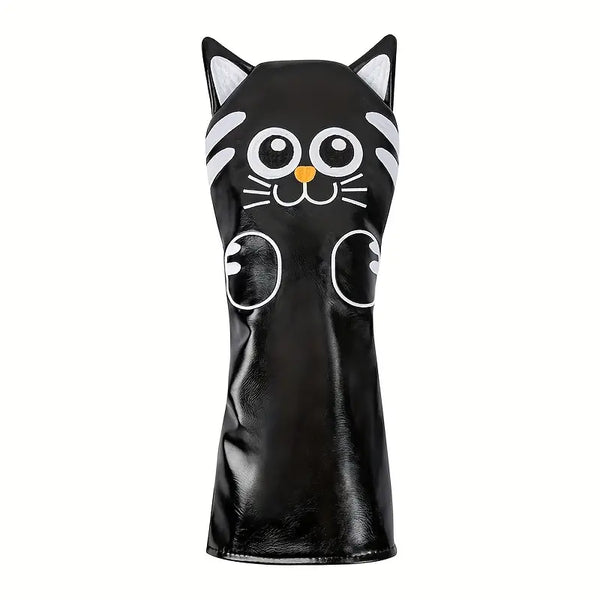 Cat PU Golf Driver Headcovers Friendly Cat Driver Cover - Black