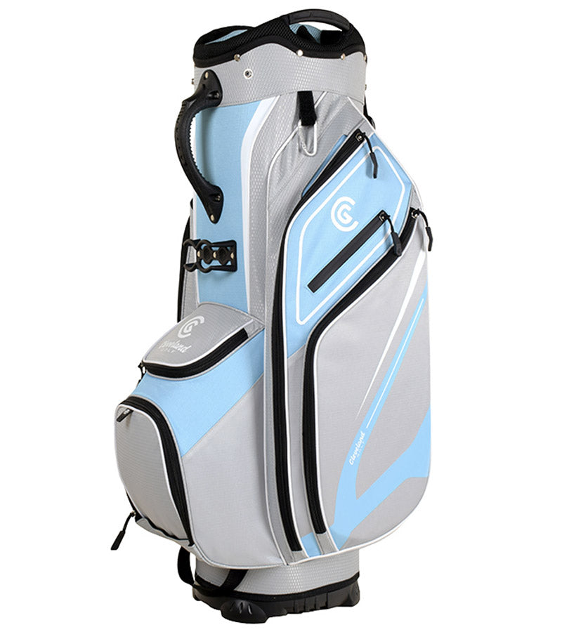 Cleveland Golf Lightweight Cart Bag 3/4 view in Blue/Grey with black accents