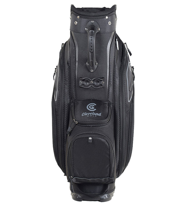 Cleveland Golf Lightweight Cart Bag front in Black/ Black with white accents