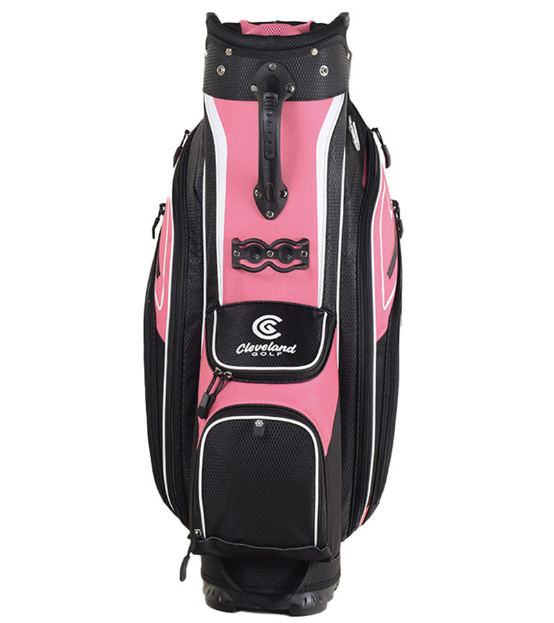 Cleveland Golf Lightweight Cart Bag front in Pink/Black with white accents