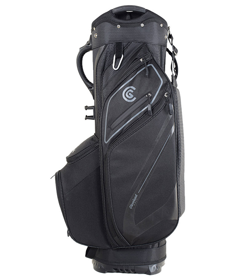 Cleveland Golf Lightweight Cart Bag side2 in Black/ Black with white accents