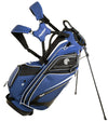 Cleveland Golf Lightweight Stand Bag with harness and extended legs in Navy/Black with white accents & black details.