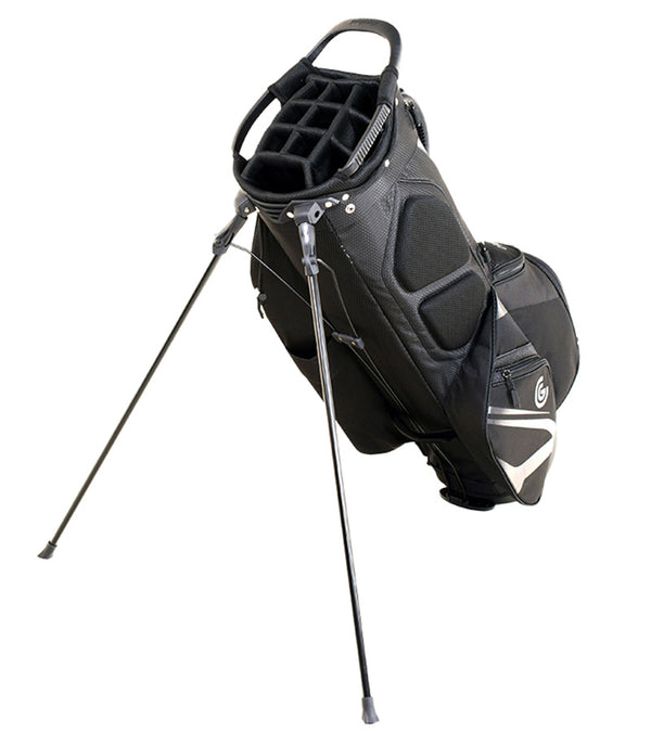 Cleveland Golf Lightweight Stand Bag with legs extended in Black/Black  with subtle grey/silver accents