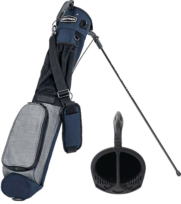 Datrek Ranger Sunday Golf Bag 2 Way Top in Navy/Gray - legs extended with image of 7" 2-way top club divider