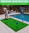 GoSports 12 Ft by 5 Ft Golf Putting Green  I- man by outdoor pool playing