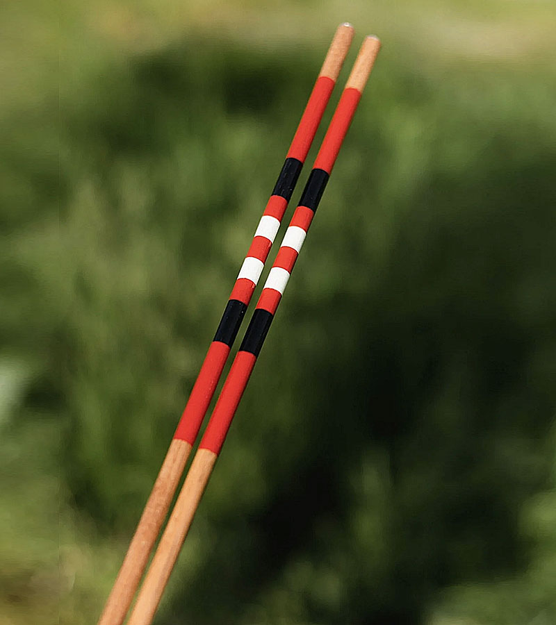 HazyGolf Alignment Sticks –96 Bulls - a pair of sticks against a fuzzy green background