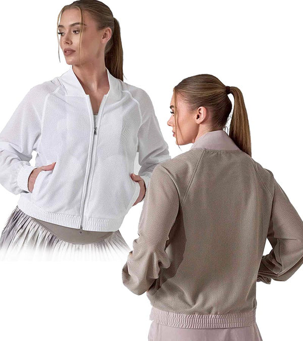 inPhorm BAILA Mesh 2 Way Zip Womens Bomber Golf Jacket