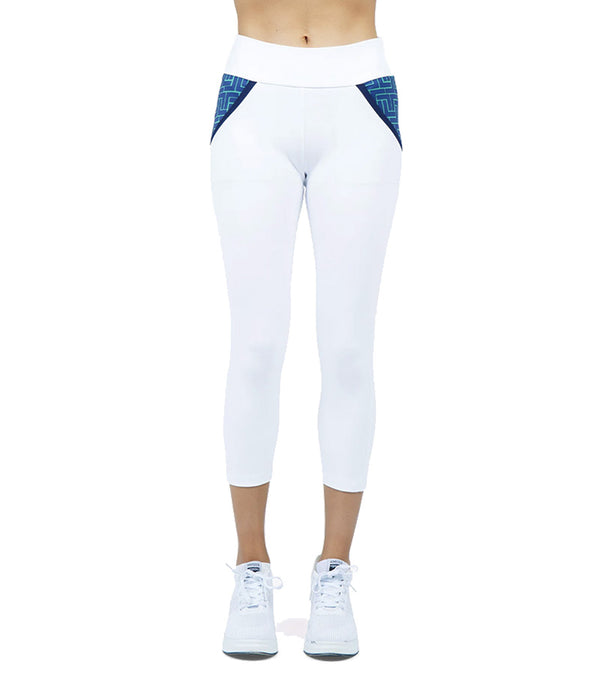 InPhorm Women's Golf Ready Athleisure Camila Capri - White/Ink Tessel