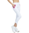 InPhorm Womens Golf Ready Athleisure Camila Capri in White/Pink Tessel - side view with pocket.