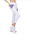 InPhorm Womens Camila Golf Ready Athleisure Capri in White/Lavender -  side view of capri pants