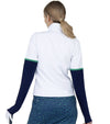 Inphron Womens Logan Performance Long Sleeve Half Zip Top in White/Ink - model back view