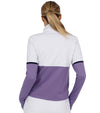 Inphron Womens Logan Performance Long Sleeve Half Zip Top in White/Lavender Combo - model back view