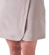 Inphorm MAI 17" Wrap Golf Skirt in Latte-closeup view of front overlap of skirt