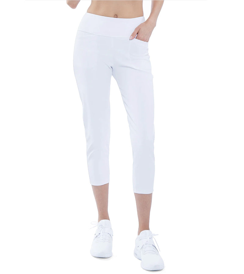 InPhorm Quick Dry Womens Golf 24” Capri in White - front view