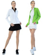 Inphorm Women's Active Blazer 2 models wearing white and fuji green versions front views