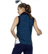 Inphorm Womens Camila Relaxed-Fit Sleeveless Polo in Ink Tessel/Ink- back view