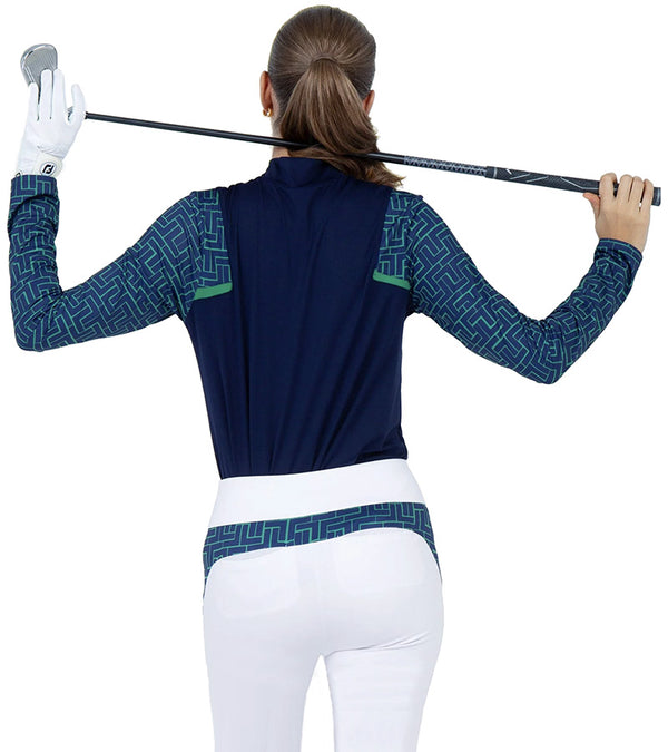 Inphorm Sofia Women's Golf Shirt-Long Sleeve - Ink/Ink Tessel