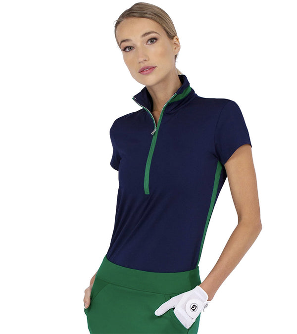 Inphrom Amelia Short Sleeve Quarter Zip Top