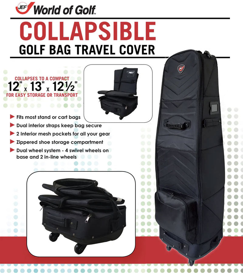 JEF World of Golf Deluxe Collapsible Golf Bag Travel Cover- front of packaging